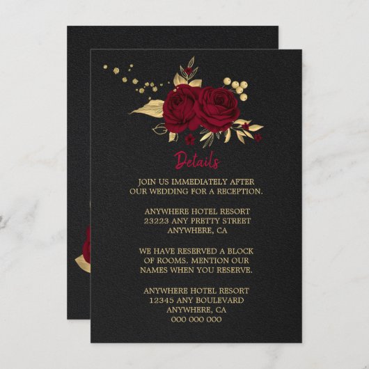 バーガンディ金ゴールドフローラブラック詳細エンクロージャカード エンクロージャーカード (正面/裏面)