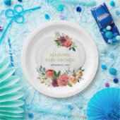 バーガンディ金ゴールドフローラ白いカボチャ ペーパープレート (パーティー)