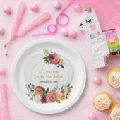 バーガンディ金ゴールドフローラ白いカボチャ ペーパープレート (パーティー)