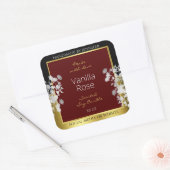 バーガンディ金ゴールドフローラ製品ラベル銀花 スクエアシール (封筒)