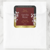 バーガンディ金ゴールドフローラ製品ラベル銀花 スクエアシール (バッグ)