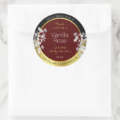 バーガンディ金ゴールドフローラ製品ラベル銀花 ラウンドシール (バッグ)