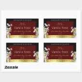 バーガンディ金ゴールドフローラ製品ラベル銀花 長方形シール (シート)