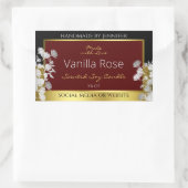 バーガンディ金ゴールドフローラ製品ラベル銀花 長方形シール (バッグ)