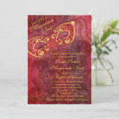 バーガンディ金ゴールドマスカレードボールスウィート16誕生日 招待状 (スタンド正面)