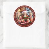 バーガンディ金ゴールド写真メリークリスマスホリデー写真 ラウンドシール (バッグ)