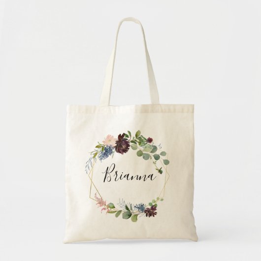 バーガンディ金ゴールド幾何学的ブリデスメイドトトートバッグ トートバッグ (正面)