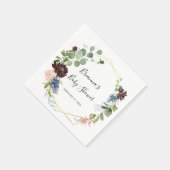 バーガンディ金ゴールド幾何学的ベビーシャワー スタンダードカクテルナプキン (角)