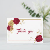 バーガンディ金ゴールド花ジオメトリックサンキューカード サンキューカード (スタンド正面)
