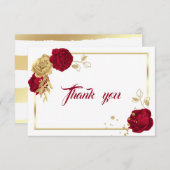 バーガンディ金ゴールド花ジオメトリックサンキューカード サンキューカード (正面/裏面)