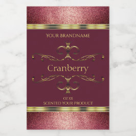 バーガンディ金ゴールド製品ラベルとグリッター縁ど フードラベル