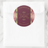 バーガンディ金ゴールド製品ラベルとグリッター縁ど ラウンドシール (バッグ)