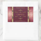 バーガンディ金ゴールド製品ラベルとグリッター縁ど 長方形シール (バッグ)