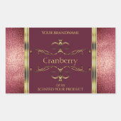 バーガンディ金ゴールド製品ラベルとグリッター縁ど 長方形シール (正面)