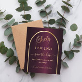 バーガンディ金ゴールド60th誕生日の予算は日付を保存 チラシ