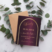 バーガンディ金ゴールド90th誕生日の予算は日付を保存 チラシ