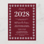 バーガンディ銀のポープリント卒業 インビテーションポストカード (正面)