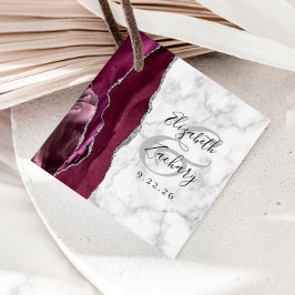 バーガンディ銀アガテ大理石結婚の フェイバータグ