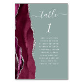 バーガンディ銀アゲートセージ結婚グリーン テーブルナンバー (裏面)
