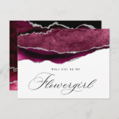 バーガンディ銀板紙フローエルギャル提案カード インビテーションポストカード (正面/裏面)