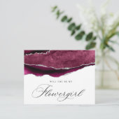 バーガンディ銀板紙フローエルギャル提案カード インビテーションポストカード (スタンド正面)