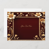 バーガンディ黄金の花はがき ポストカード (正面/裏面)