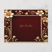 バーガンディ黄金の花はがき ポストカード (正面)