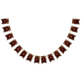 バーガンディ黄金の花束の旗 バンティングフラッグ