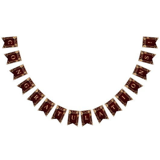 バーガンディ黄金の花束の旗 バンティングフラッグ (全)