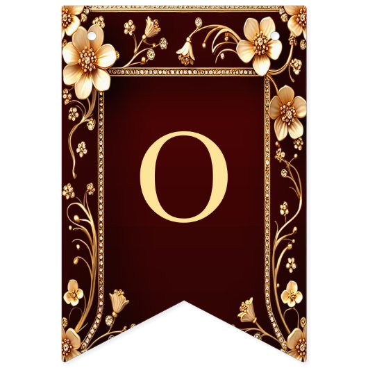 バーガンディ黄金の花束の旗 バンティングフラッグ (第2の旗)