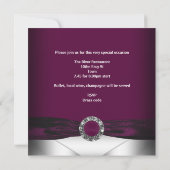 バーガンディ40th誕生日ダイヤモンドホワイトシルバーパーティー 招待状 (裏面)