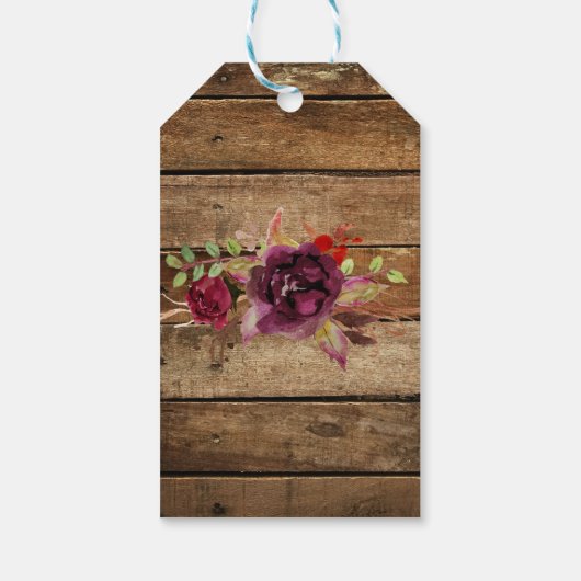 バーガンディ |の結婚式の引き出物に来感謝 ギフトタグ (裏面)