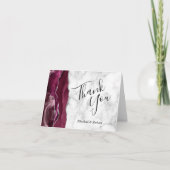 バーガンディ・アガテ・シルバーマーブル結婚ズ・サンキュー カード (正面)