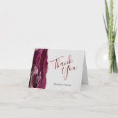 バーガンディ アゲート シルバー ライト グレー ウェディング サンクス カード (正面)