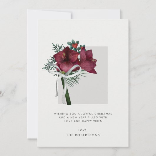 バーガンディ・アマリリス・クリスマスグリーン シーズンカード (正面)