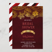 バーガンディ インド テーマの招待状 招待状 (正面/裏面)