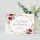 バーガンディ ウォーターカラー フラワー ウェディング ディテール 招待状 (スタンド正面)