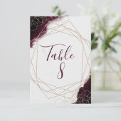 バーガンディ ウォーターカラー フレーム ウェディング テーブル ナンバー 招待状 (スタンド正面)