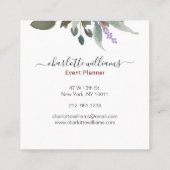 バーガンディ·ウォーターカラー·フローラ&グリーン·ユーカリプタス スクエア名刺 (裏面)