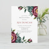 バーガンディ&エメラルドピーオンウィンターブランチ&バブリー 招待状 (スタンド正面)