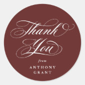 バーガンディ エレガント スクリプト 卒業 ありがとうございます ラウンドシール (正面)