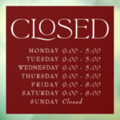 バーガンディ エレガント セリフ クローズド サイン 店舗営業時間 ウィンドウサイン (シート3)