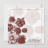 バーガンディ エレガント フラワー ウェディング RSVP カード (裏面)