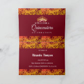 バーガンディ エレガント ラグジュアリー キンセアニエラ スペイン語 招待状 (内部)