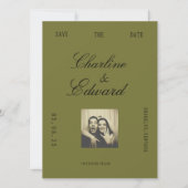 バーガンディ＆オリーブ ヴィンテージ セーブ・ザ・デート (正面)