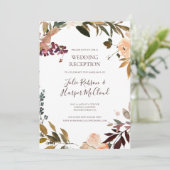 バーガンディ オレンジ フラワーの結婚式の披露宴 招待状 (スタンド正面)