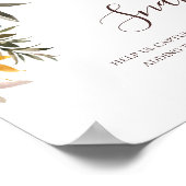 バーガンディ オレンジ フラワール オースナップ ウェディング ハッシュタグ ポスター (角)