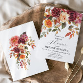 バーガンディ オレンジ ラスティック ボーホー エレガント ブライズシャワー 招待状