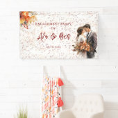 バーガンディ オレンジ 秋の花束 リハーサル ディナー 横断幕 (インサイチュ)