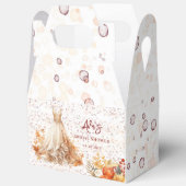 バーガンディ オレンジ 秋の花 フラワーブライダルシャワー フェイバーボックス (見開き)